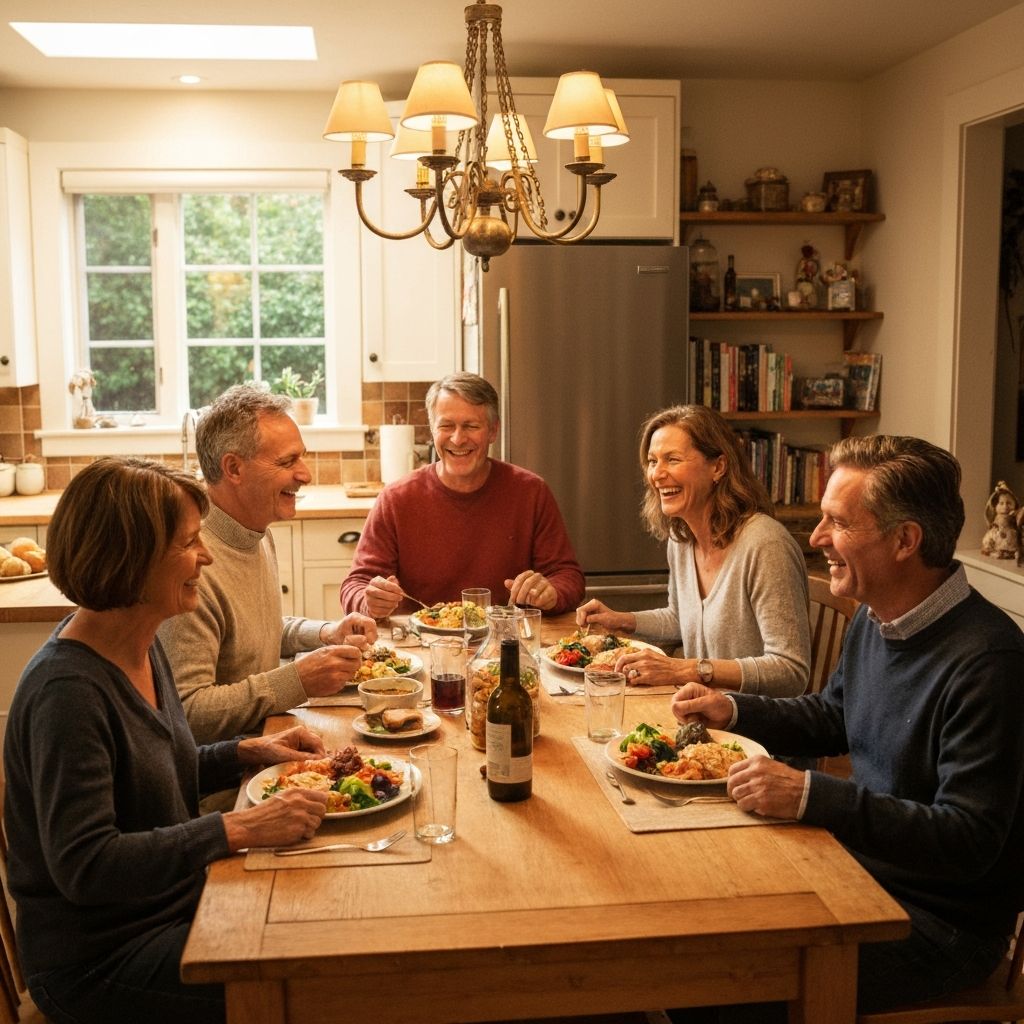 Хранене със семейството около маса